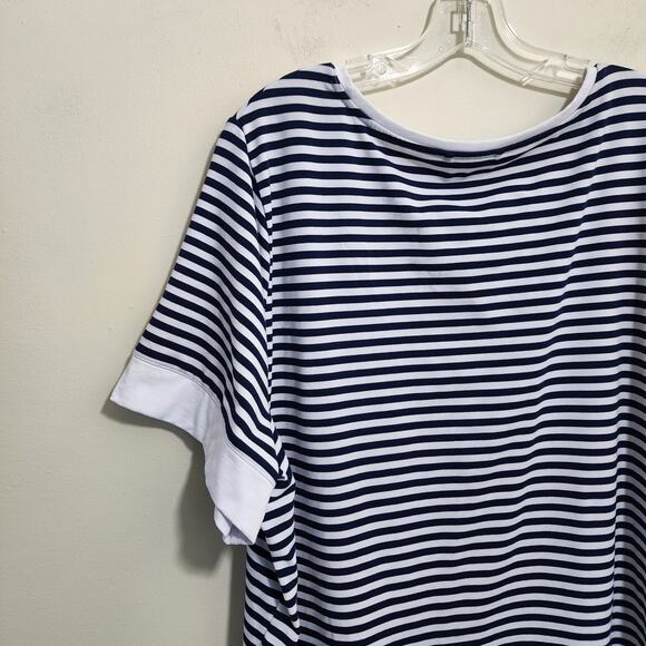 Lands' End striped polyester blend short sleeve shirt woman's size 3X - Picture 7 of 8